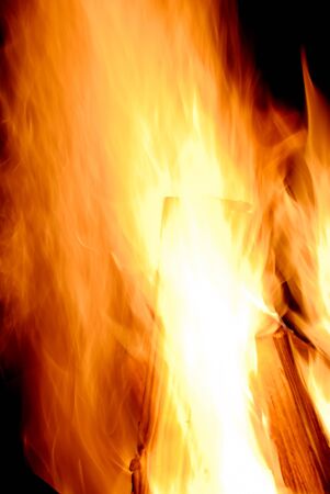 Closeup of the wood burns on fire