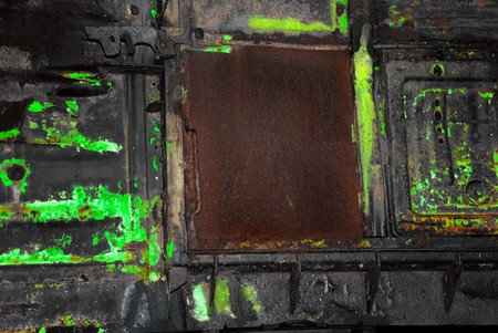 Background in toxic style on a metal surfaceの写真素材