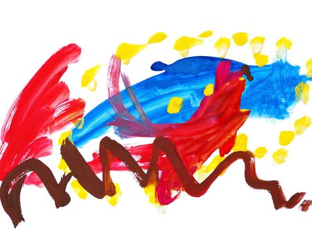 Abstract drawing water colour paints on a paperの写真素材