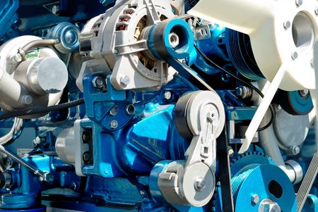 The big new engine on a show windowの写真素材
