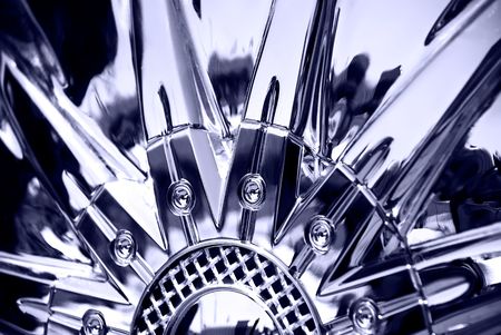 Stylized image of sportcar chromeplated wheelの写真素材