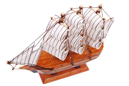 The toy sailboat isolated on white backgroundの写真素材