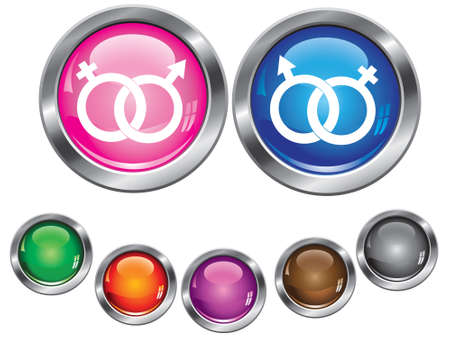 Vector collection icons with gender sign, empty button includedのイラスト素材