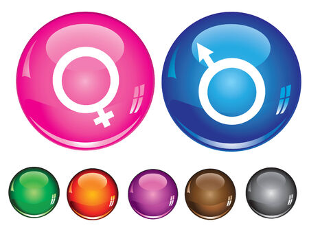  collection icons with gender sign, empty button includedのイラスト素材