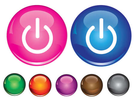  collection icons with power off sign, empty button includedのイラスト素材
