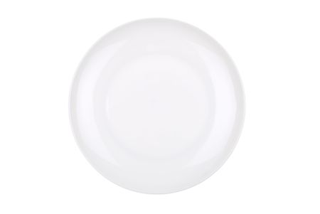 The round white dish isolated on whiteの写真素材