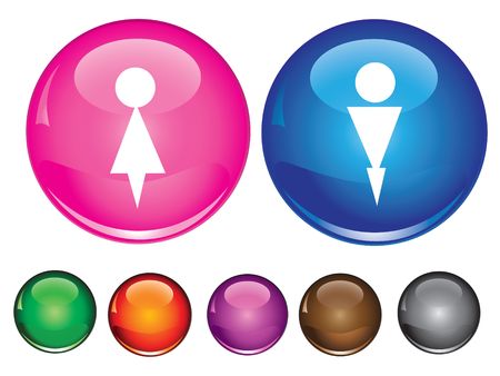 icons with man and woman silhouette, empty button includedのイラスト素材