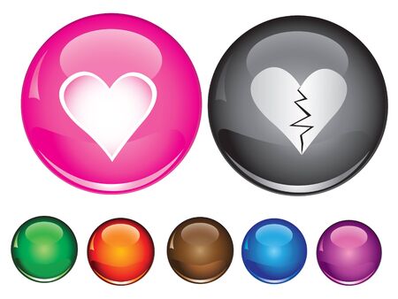 icons with heart sign, empty button includedのイラスト素材