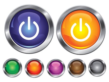 collection icons with power off sign, empty button includedのイラスト素材