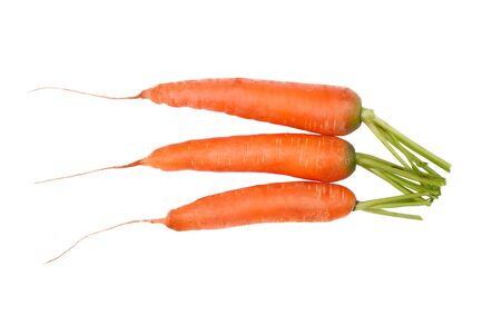 Three carrots isolated on a white backgroundの写真素材