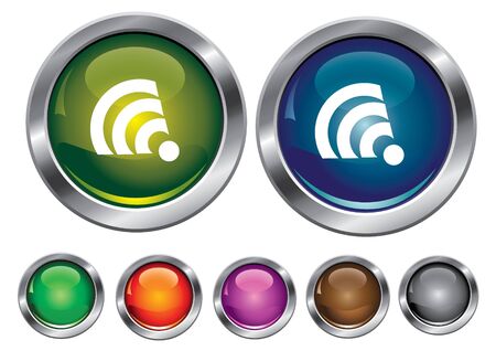 collection icons with rss sign, empty button includedのイラスト素材