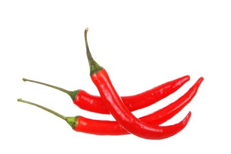 Red hot chili pepper isolated on whiteの写真素材