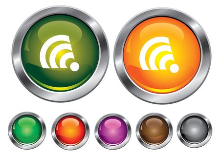 collection icons with rss sign, empty button includedのイラスト素材