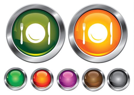 collection icons with tableware sign, empty button includedのイラスト素材