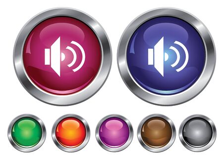 collection icons with loud-speaker sign, empty button includedのイラスト素材
