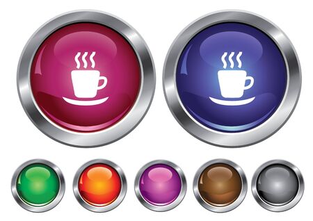 collection icons with hot cup sign, empty button includedのイラスト素材