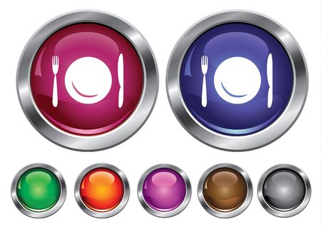 collection icons with tableware sign, empty button includedのイラスト素材