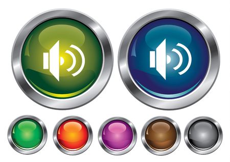 collection icons with loud-speaker sign, empty button includedのイラスト素材