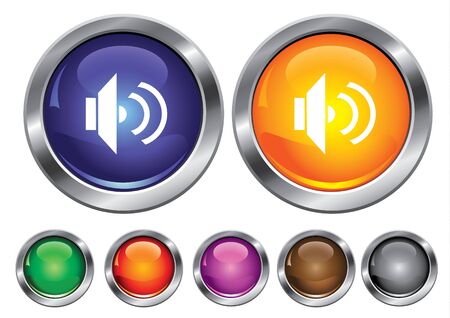 collection icons with loud-speaker sign, empty button includedのイラスト素材