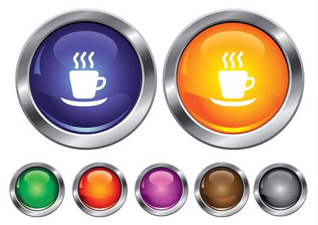 collection icons with hot cup sign, empty button includedのイラスト素材
