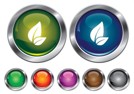collection icons with leaf sign, empty button includedのイラスト素材