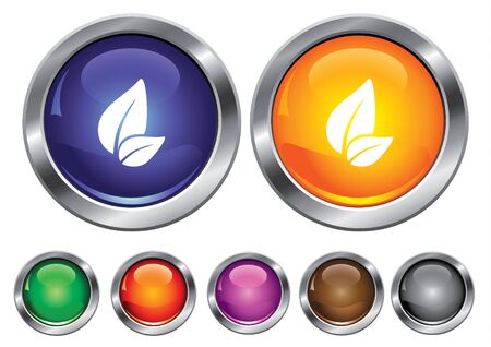 collection icons with leaf sign, empty button includedのイラスト素材