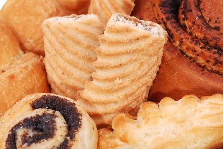 Background from vary fresh buns and biscuit の写真素材