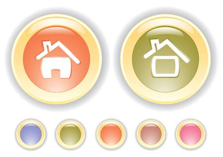 collection buttons with house iconのイラスト素材
