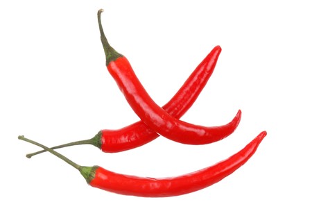 Red hot chili pepper isolated on whiteの写真素材