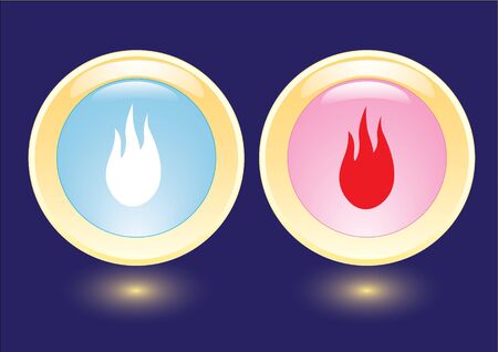 collection icons with burning flame iconのイラスト素材