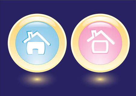 collection buttons with house iconのイラスト素材