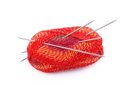 A ball of red wool isolated on white