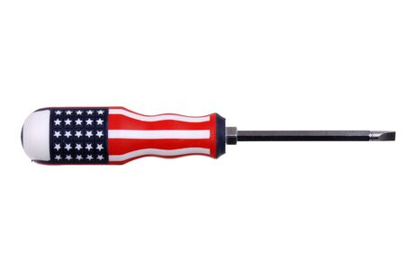 flathead screwdriver with the american flag isolated on whiteの写真素材