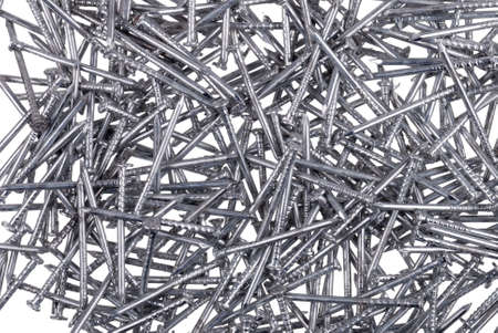 background of nails isolated on whiteの写真素材