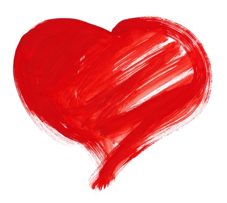 red big heart shape. watercolor drawingの写真素材