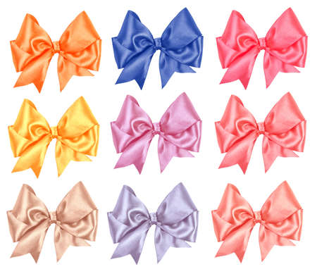 varicolored bow set on whiteの写真素材