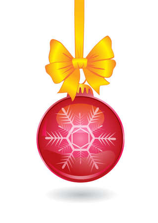 red christmas ball and golden bowのイラスト素材