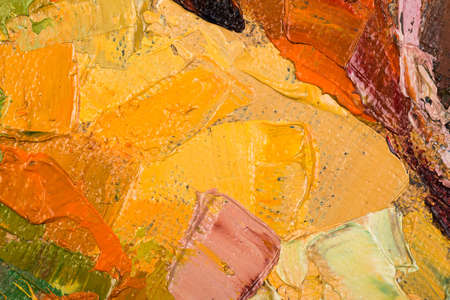 Abstract yellow oil painting on canvas.の写真素材