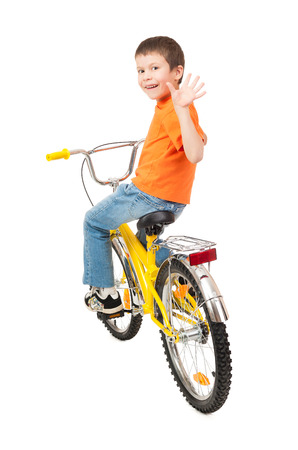 boy on bicycle isolatedの写真素材