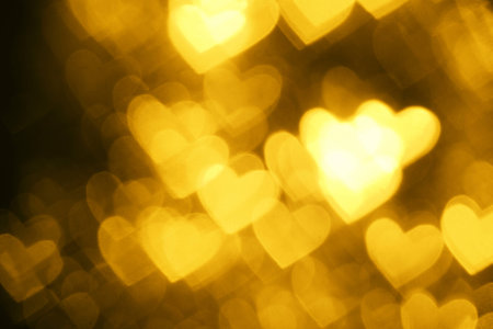 yellow heart shape holiday photo backgroundの写真素材