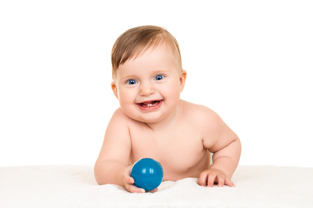 happy baby on whiteの写真素材