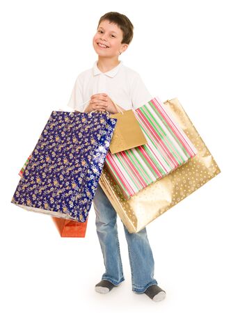 child boy with shopping bagの写真素材