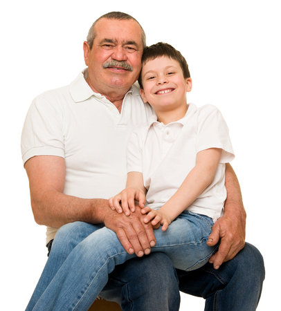 Grandfather and grandchildren portrait studio shoot