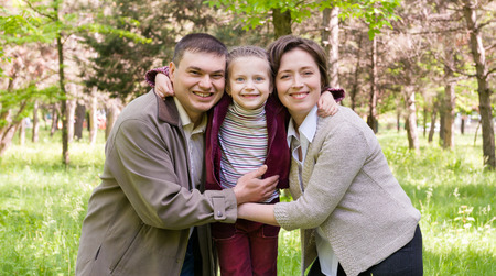 Family in the park at spring