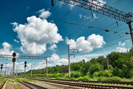 railroad infrastructure with traffic lights