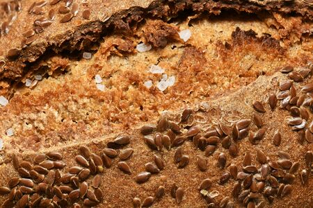 background of bread, seeds and salt