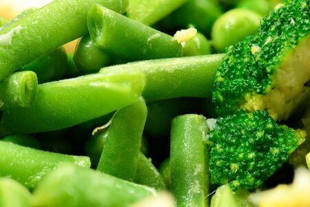 fresh chopped green bean pods background macro photoの写真素材