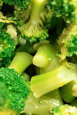 fresh chopped green broccoli background macro photoの写真素材