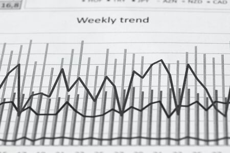 business office desk closeup - financial reports, analysis and accounting, set of documents, tables and graphs, various items for bookkeeping, calculatorの写真素材
