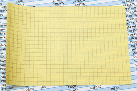 business office desk closeup - financial reports, analysis and accounting, set of documents, tables...